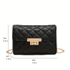 Metal Chain Shoulder Bag Argyle Embossed Crossbody Mini Flap Bag