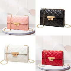 Metal Chain Shoulder Bag Argyle Embossed Crossbody Mini Flap Bag