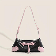 Colorblock Baguette Bag Bowknot Decor Underarm Bag All Match Y2K Armpit