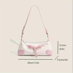 Colorblock Baguette Bag Bowknot Decor Underarm Bag All Match Y2K Armpit