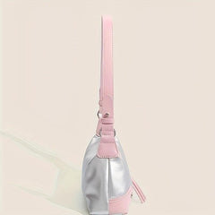 Colorblock Baguette Bag Bowknot Decor Underarm Bag All Match Y2K Armpit