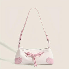 Colorblock Baguette Bag Bowknot Decor Underarm Bag All Match Y2K Armpit