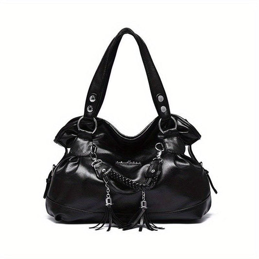 Vintage Drawstring Tote Bag Soft Faux Leather Satchel