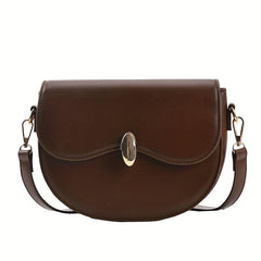 Vintage Saddle Bag Solid Buckle Flap Purse Faux Leather Crossbody