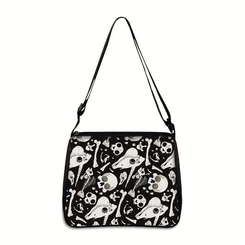 Gothic Cat Printed Shoulder Bag Halloween Crossbody Bag