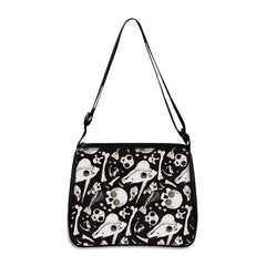 Gothic Cat Printed Shoulder Bag Halloween Crossbody Bag