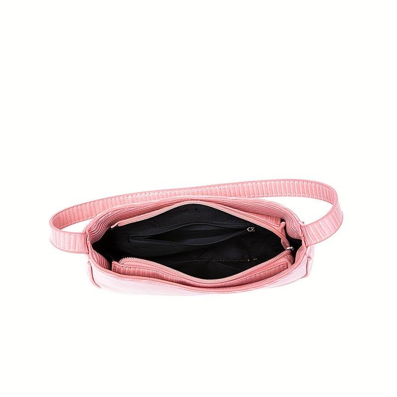 Zipper PU Leather Underarm Bag Textured Purse
