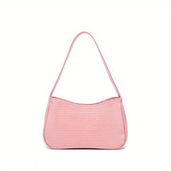 Zipper PU Leather Underarm Bag Textured Purse