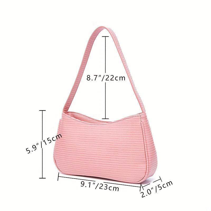 Zipper PU Leather Underarm Bag Textured Purse