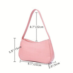 Zipper PU Leather Underarm Bag Textured Purse