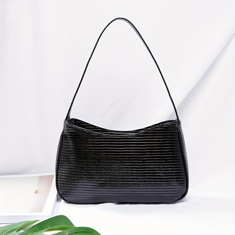 Zipper PU Leather Underarm Bag Textured Purse