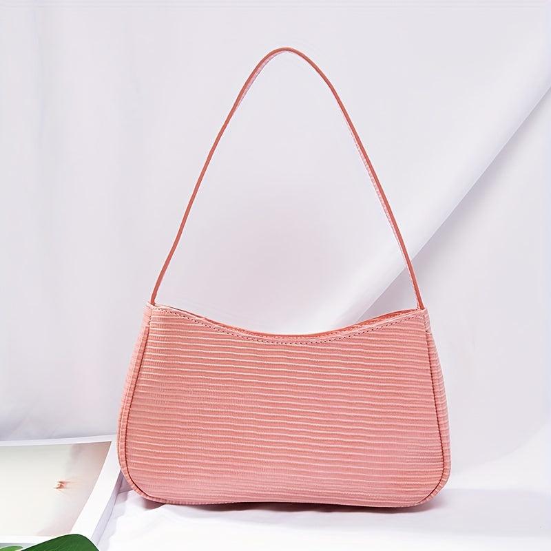 Zipper PU Leather Underarm Bag Textured Purse