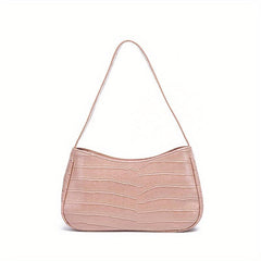 Zipper PU Leather Underarm Bag Textured Purse