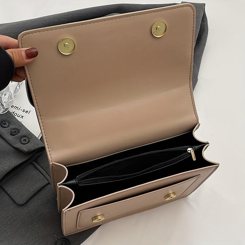 Letter Decor Crossbody Bag Chain Shoulder Bag Women's Solid Box Square Purse