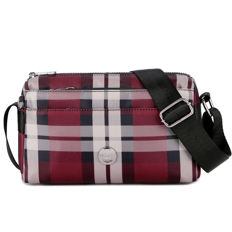Plaid Pattern Shoulder Bag Zipper Crossbody Bag