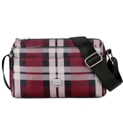 Plaid Pattern Shoulder Bag Zipper Crossbody Bag