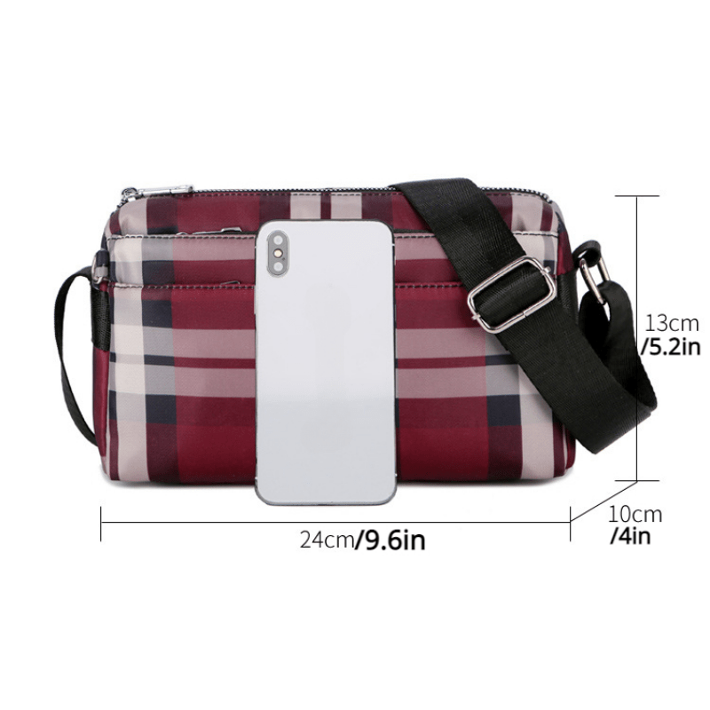 Plaid Pattern Shoulder Bag Zipper Crossbody Bag