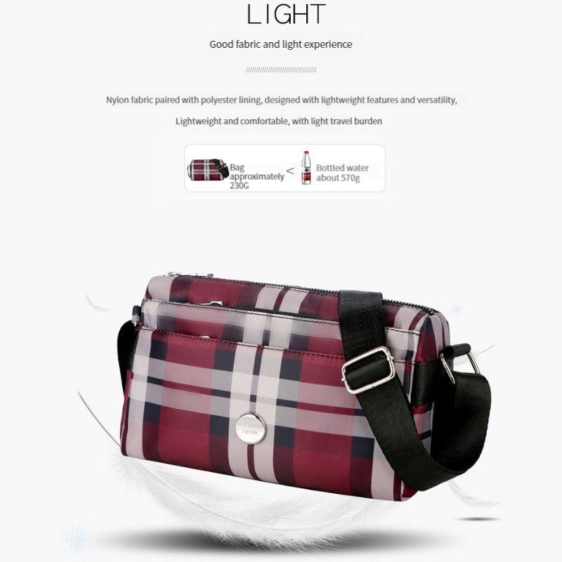Plaid Pattern Shoulder Bag Zipper Crossbody Bag