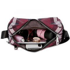 Plaid Pattern Shoulder Bag Zipper Crossbody Bag