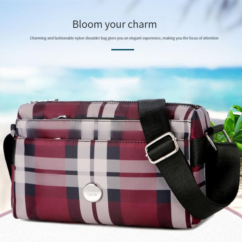 Plaid Pattern Shoulder Bag Zipper Crossbody Bag