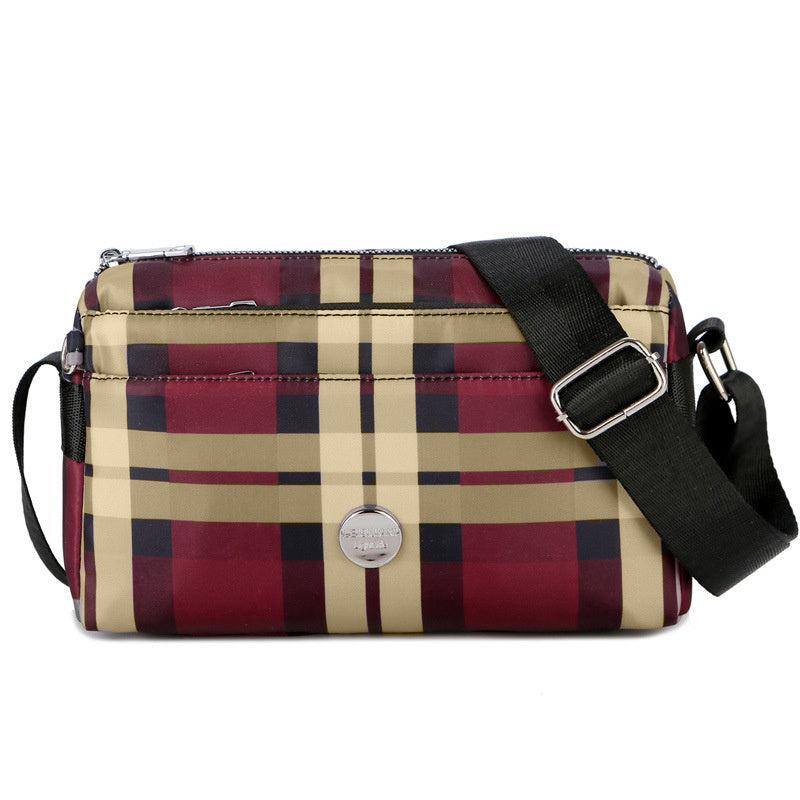 Plaid Pattern Shoulder Bag Zipper Crossbody Bag