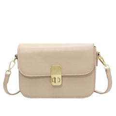 Minimalist Square Crossbody Bag PU Leather Flap Purse Turn Lock Shoulder Bag