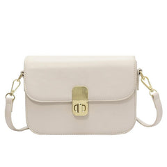 Minimalist Square Crossbody Bag PU Leather Flap Purse Turn Lock Shoulder Bag