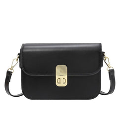 Minimalist Square Crossbody Bag PU Leather Flap Purse Turn Lock Shoulder Bag