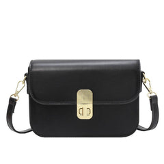 Minimalist Square Crossbody Bag PU Leather Flap Purse Turn Lock Shoulder Bag