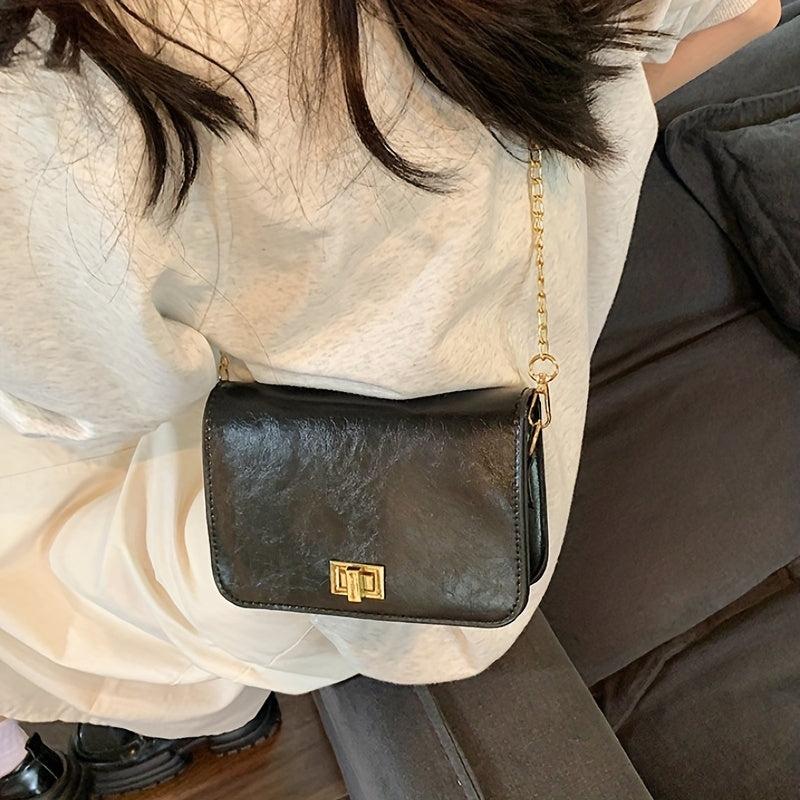 Mini Crossbody Bag Vegan Leather Square Purse Solid Shoulder Bag