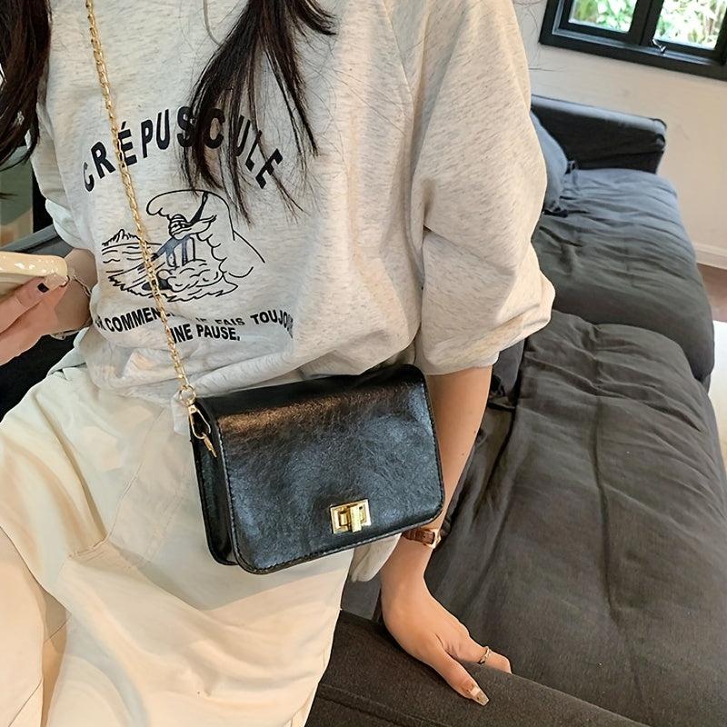 Mini Crossbody Bag Vegan Leather Square Purse Solid Shoulder Bag