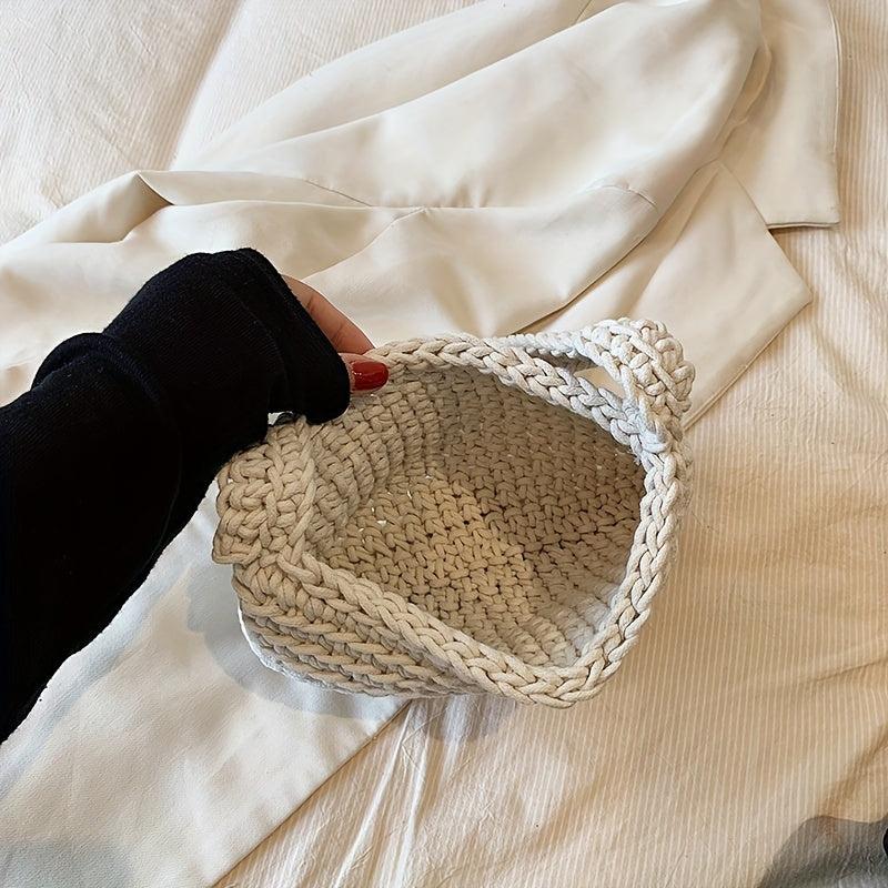 Women's Minimalist Knitted Tote Bag for Summer Beach Vacation