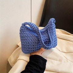 Women's Minimalist Knitted Tote Bag for Summer Beach Vacation