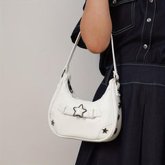 Y2K Baguette Bag Solid Underarm Bag Niche Star Buckle Decor Bag