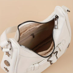 Y2K Baguette Bag Solid Underarm Bag Niche Star Buckle Decor Bag