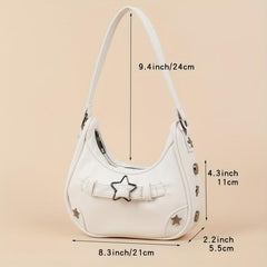 Y2K Baguette Bag Solid Underarm Bag Niche Star Buckle Decor Bag