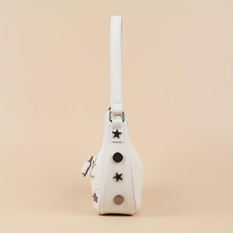 Y2K Baguette Bag Solid Underarm Bag Niche Star Buckle Decor Bag