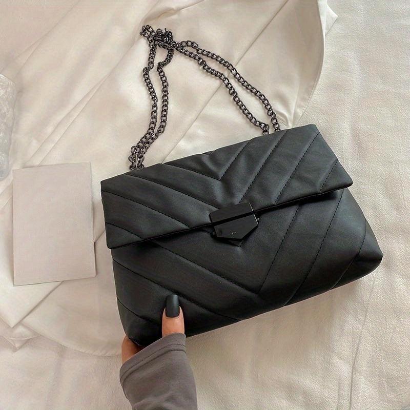 Quilted Square Flap Bag Solid Chain Bag Women's Classic Underarm Bag