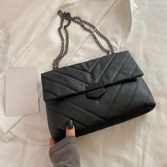 Quilted Square Flap Bag Solid Chain Bag Women's Classic Underarm Bag