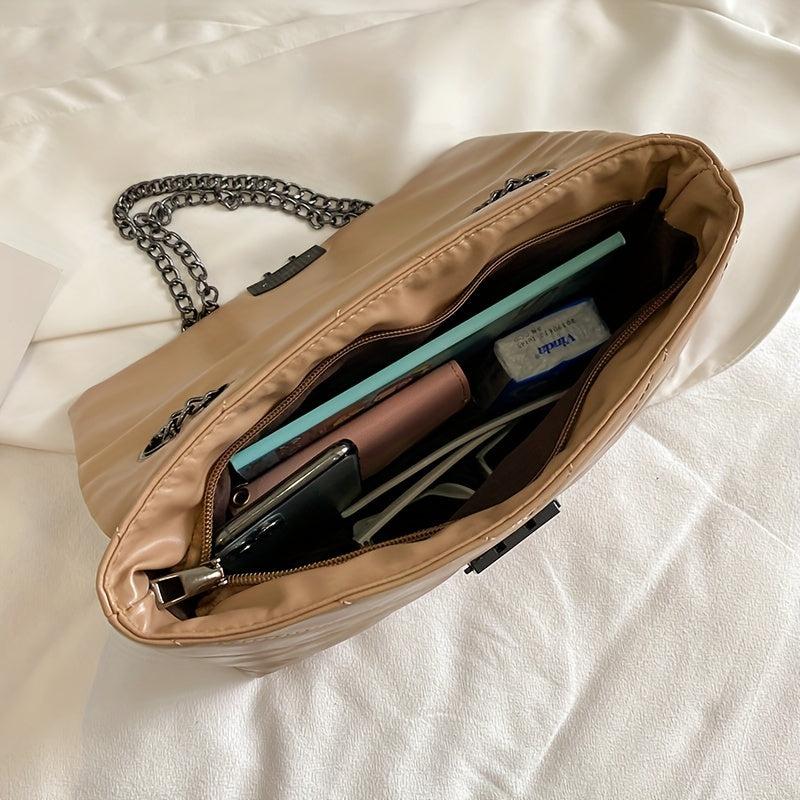 Quilted Square Flap Bag Solid Chain Bag Women's Classic Underarm Bag