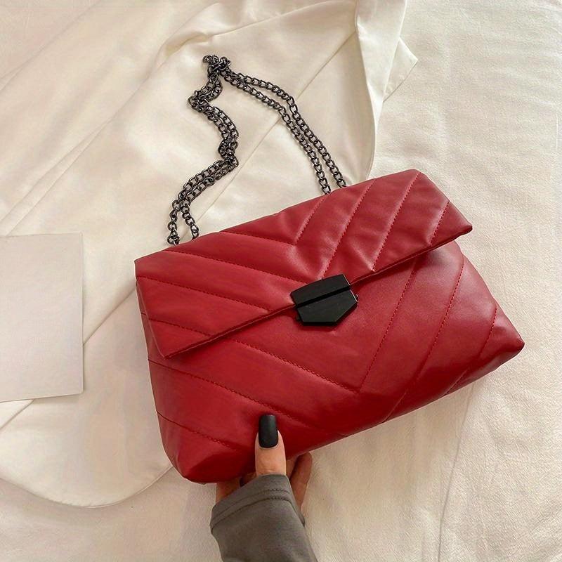 Quilted Square Flap Bag Solid Chain Bag Women's Classic Underarm Bag