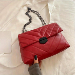 Quilted Square Flap Bag Solid Chain Bag Women's Classic Underarm Bag
