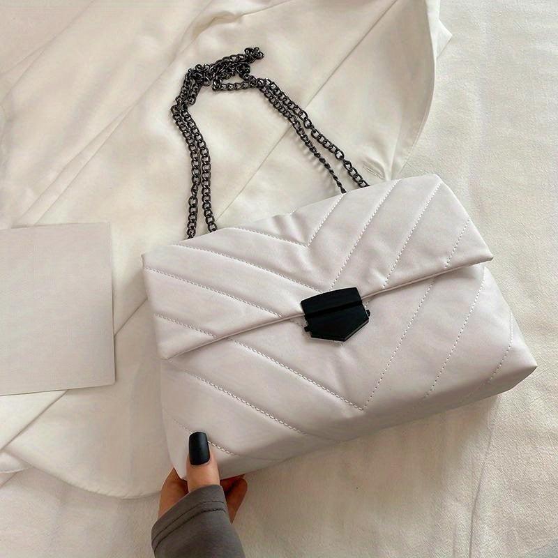Quilted Square Flap Bag Solid Chain Bag Women's Classic Underarm Bag