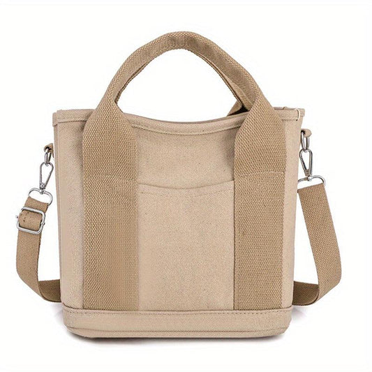 Minimalist Thickened Canvas Shoulder Bag Solid Canvas Crossbody Bag