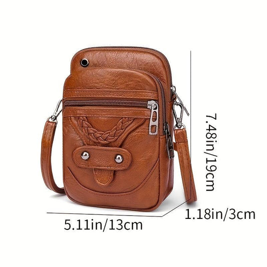 Vintage Shoulder Phone Bag Mini Zipper Crossbody Bag Casual Coin Purse
