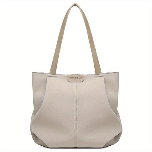 Solid Canvas Tote Bag Casual Foldable Shoulder Handbag