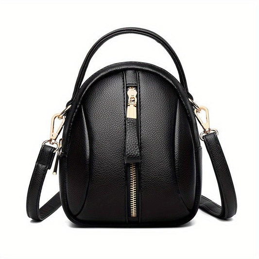 Minimalist Solid Shoulder Bag Zipper Crossbody Purse for Shopping