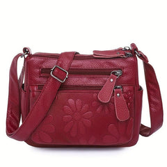 Flower Pattern Crossbody Bag Zipper Purse Women's Shoulder Bag