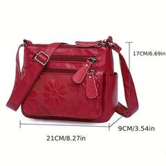 Flower Pattern Crossbody Bag Zipper Purse Women's Shoulder Bag