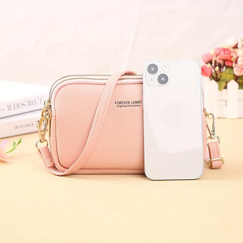 Solid Square Crossbody Bag Zipper Women's Purse